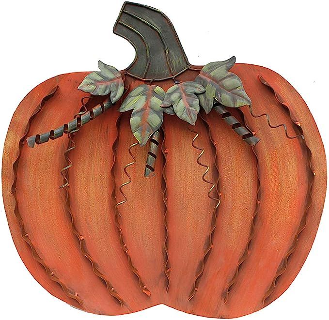 Metal Fall Pumpkin Decor, Indoor Outdoor Standing Flat Pumpkin Decoration for Autumn Harvest Than... | Amazon (US)