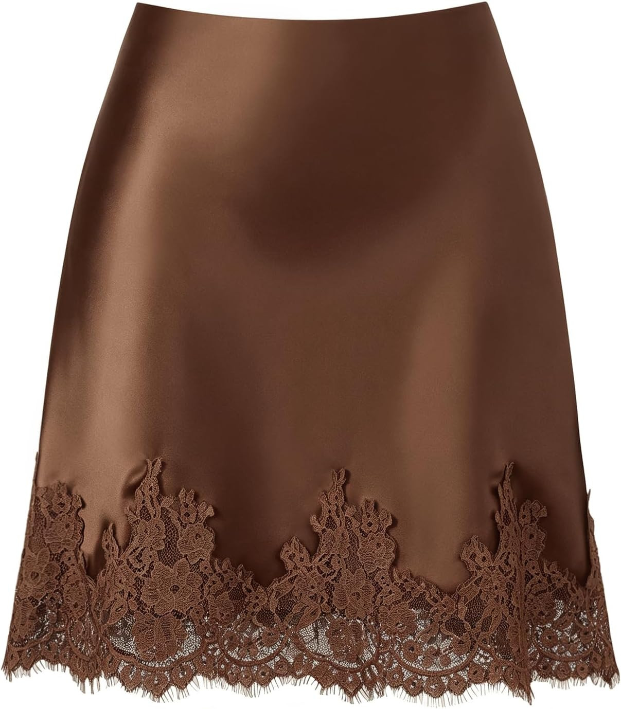 Women's Silk Satin Lace Trim Mini Skirts High Waisted Short Skirt | Amazon (US)