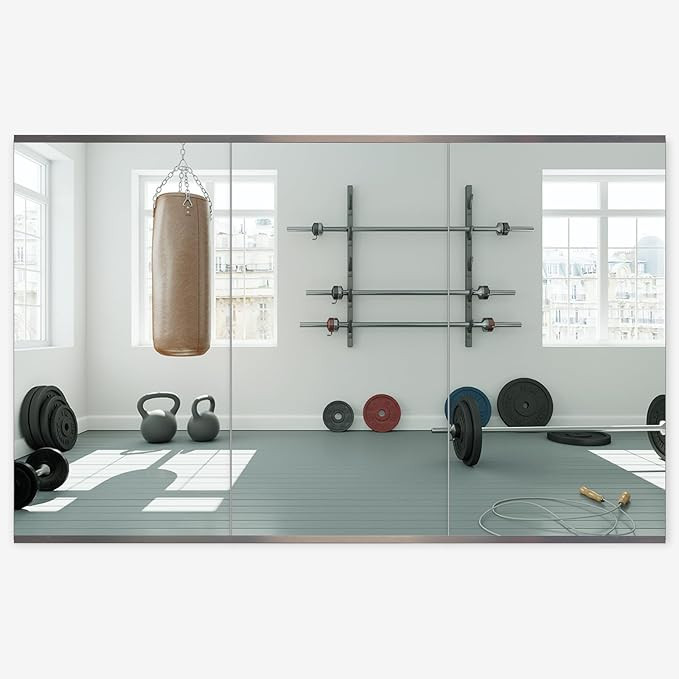 Honyee Home Gym Mirror, 48" x 24" x 3PCS, Wall Mounted Frameless Mirror with Polished Edge, Tempe... | Amazon (US)