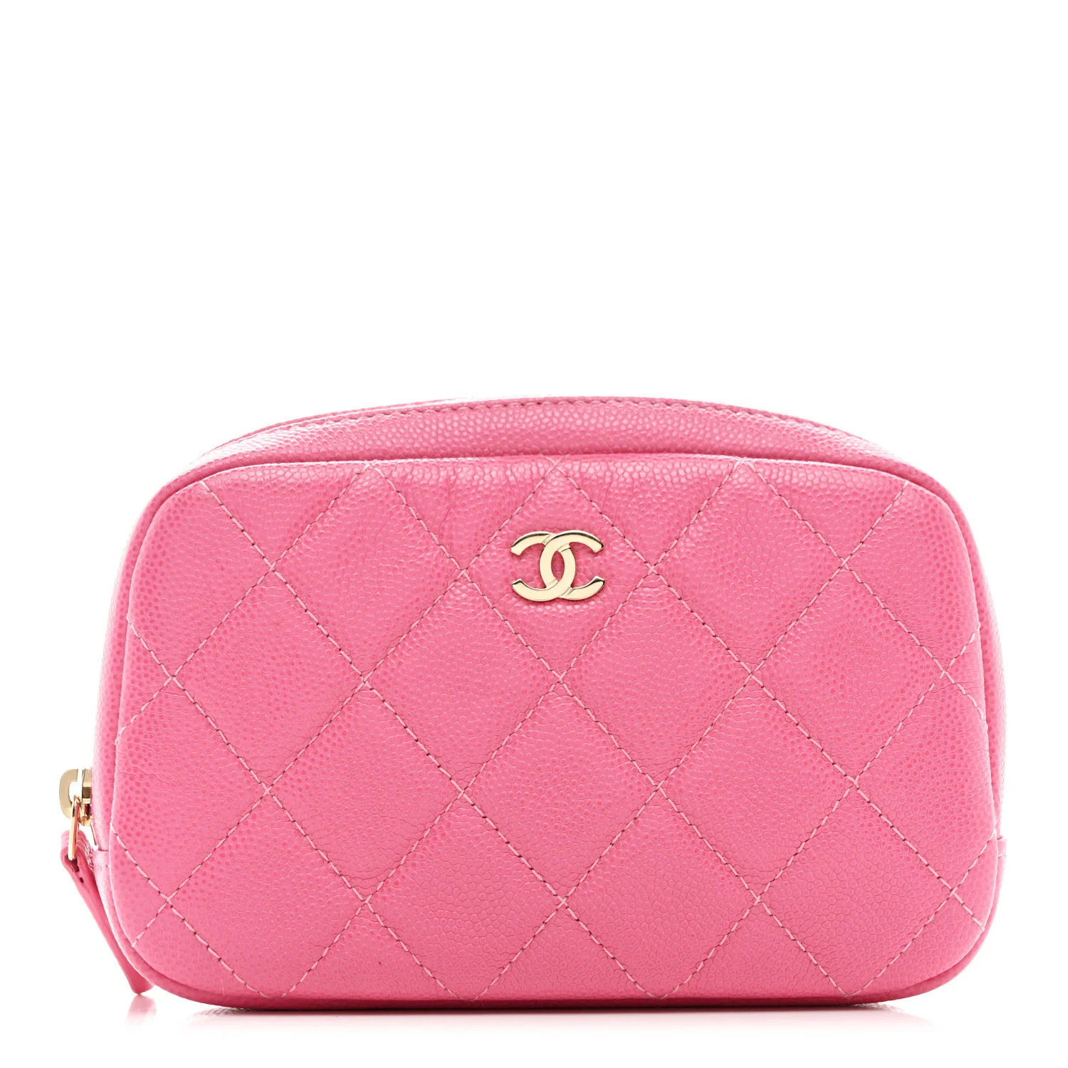 Chanel Caviar Quilted Small Curvy Pouch Cosmetic Case Pink | FASHIONPHILE (US)