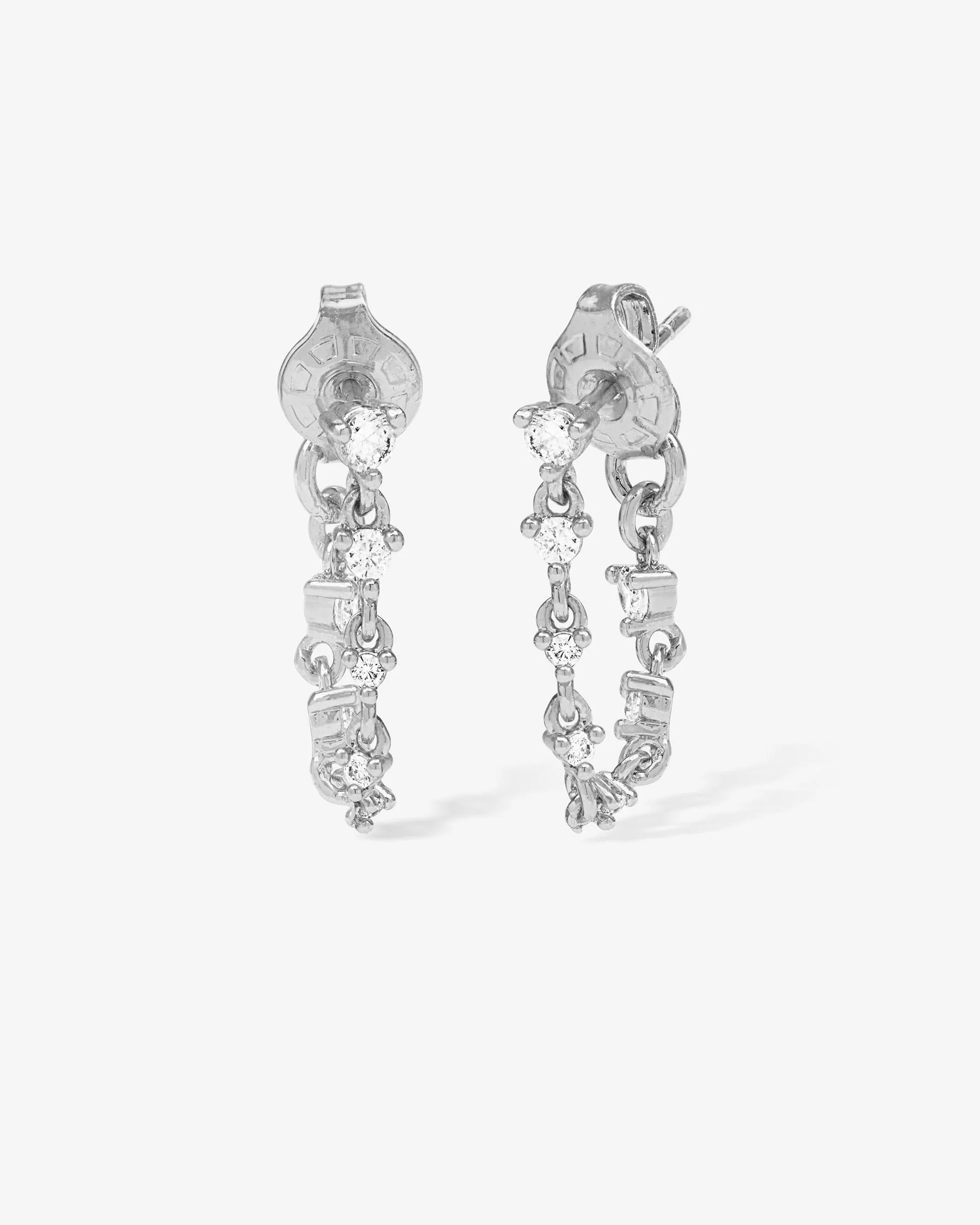 Not Your Basic Soft Hoop Earrings - Silver|White Diamondettes | Melinda Maria Jewelry