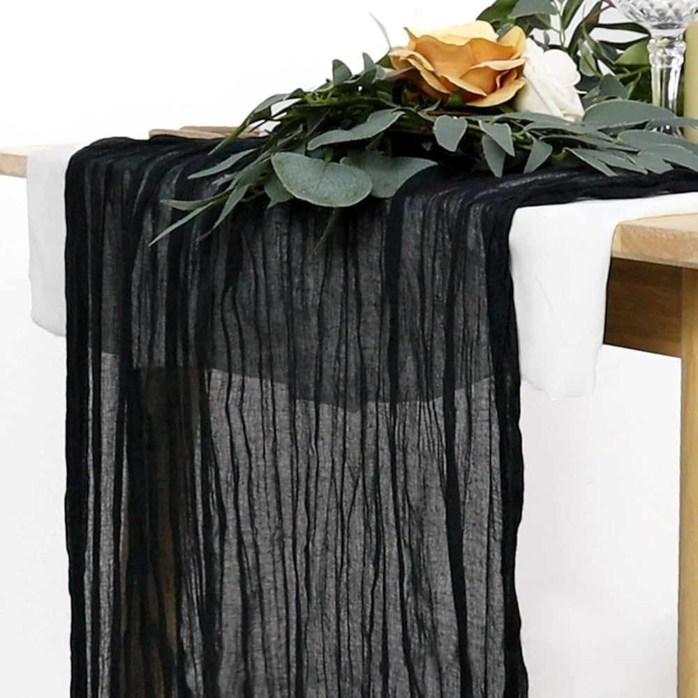 Cheesecloth Table Runner Black 36x120 Inches Gauze Table Runner Cheese Clothes Table Runner Rusti... | Amazon (US)