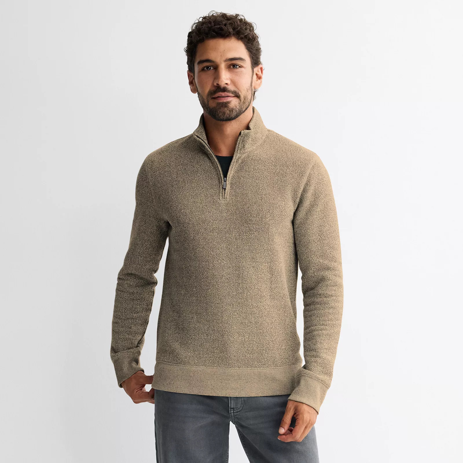 Men's Sonoma Goods For Life® Sweater Fleece Quarter Zip Pullover, Size: Small, Grey | Kohl's