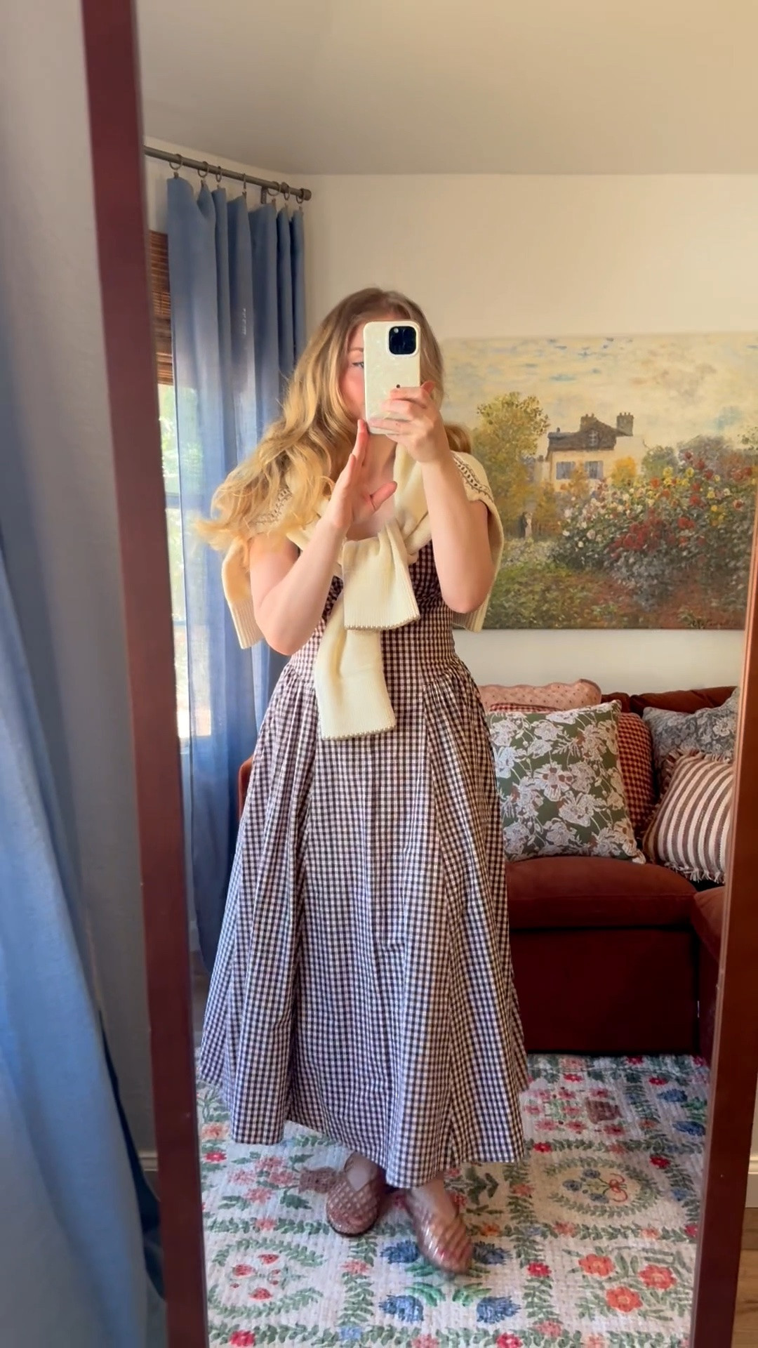 love how versatile these midi dresses are! so far this brown gingham has been my favorite print. can be styled with flats for summer, with sweaters for fall and even an oversized sweater with knee high boots for colder weather 🤎

tts, wearing my normal small petite (i’m 5’2)

#LTKSeasonal #LTKSaleAlert #LTKootd
