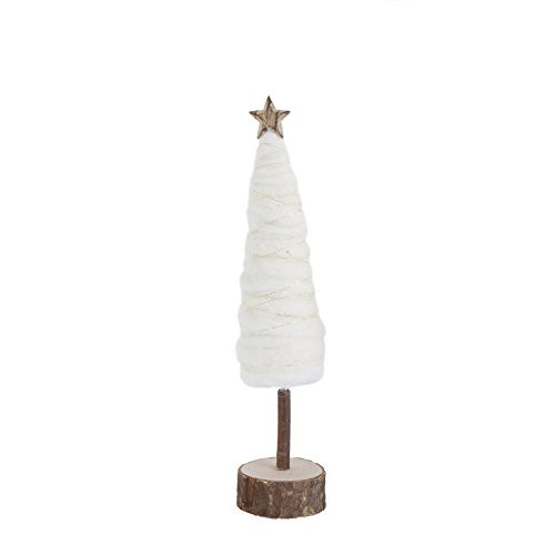 Creative Co-Op Small Cream Wool Christmas Tree with Star & Wood Base | Amazon (US)