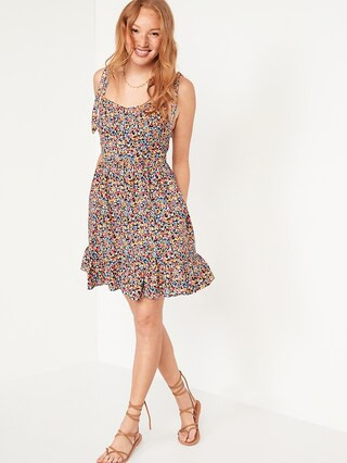 Tie-Shoulder Fit & Flare Floral Cami Mini Dress for Women | Old Navy (US)