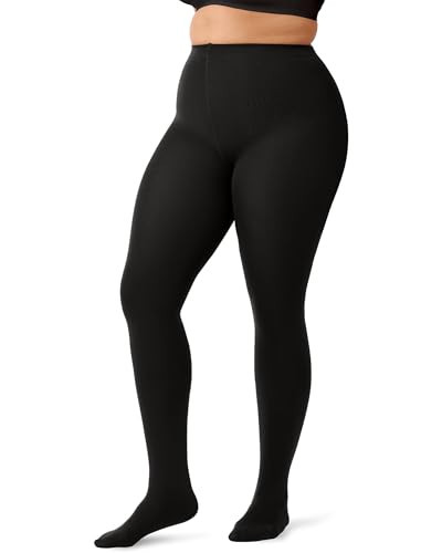 OEAK Womens Fleece Lined Tights Leggings Plus Size Thermal Warm Thick Opaque Tights Tummy Control High Waisted Pantyhose Black XL-2XL | Amazon (US)
