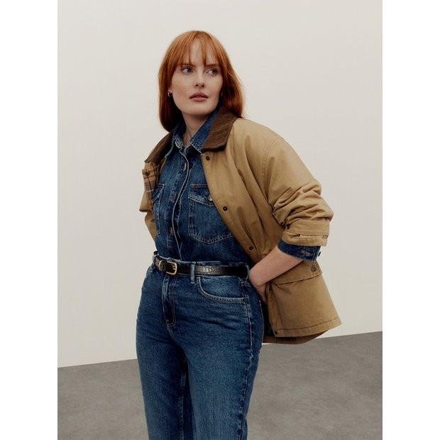 Buy Tan Contrast Collared Barn Jacket 22 | Jackets | Argos | argos.co.uk