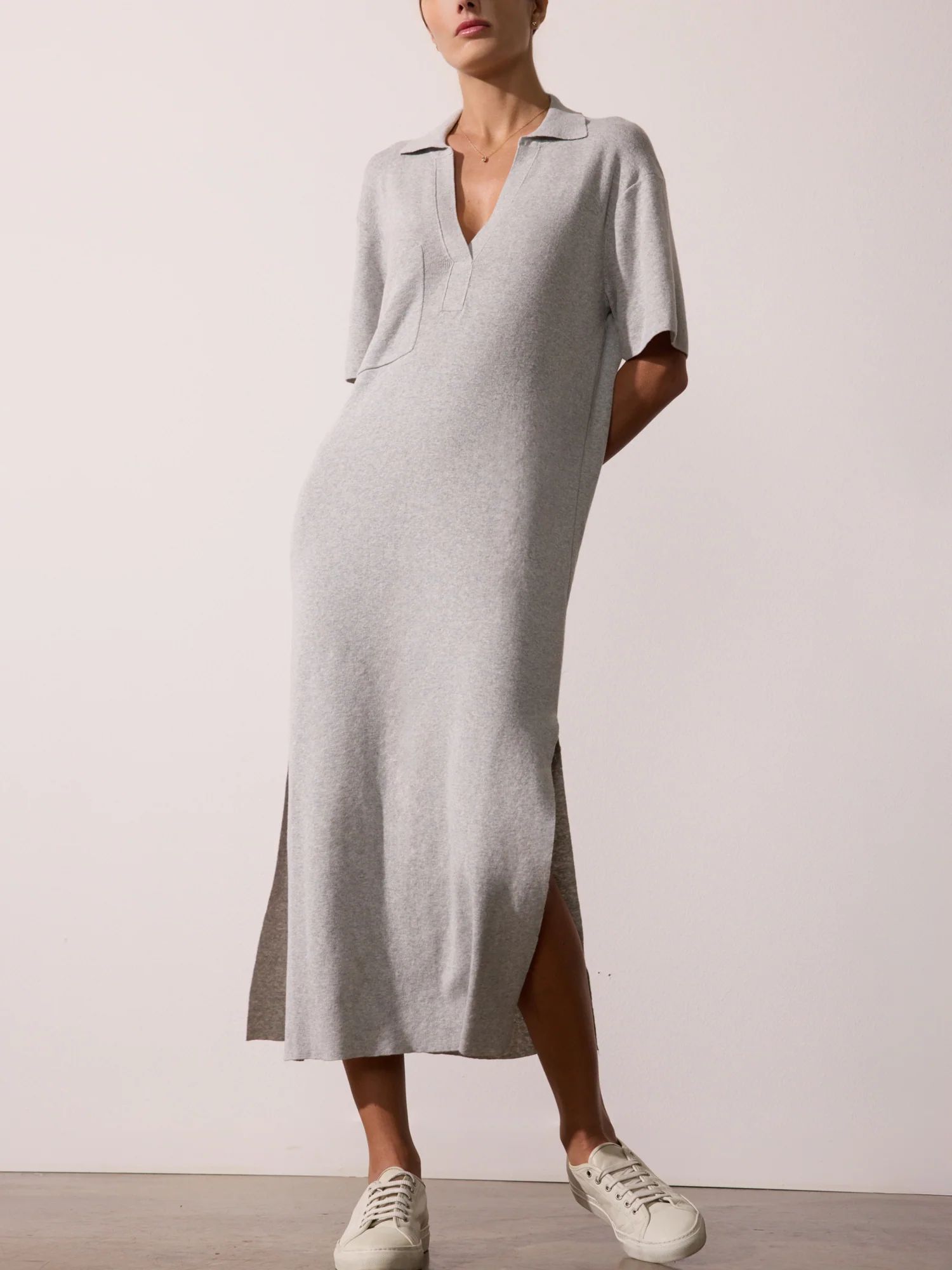 Women's Fai Polo Dress in Salton Grey Mélange | Brochu Walker | Brochu Walker