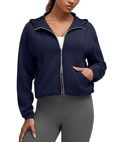G4Free Smoofit Modal Soft Women's Zip Up Hoodies Casual Long Sleeve Sweatshirts with Pockets(Dark Navy,L) | Amazon (US)