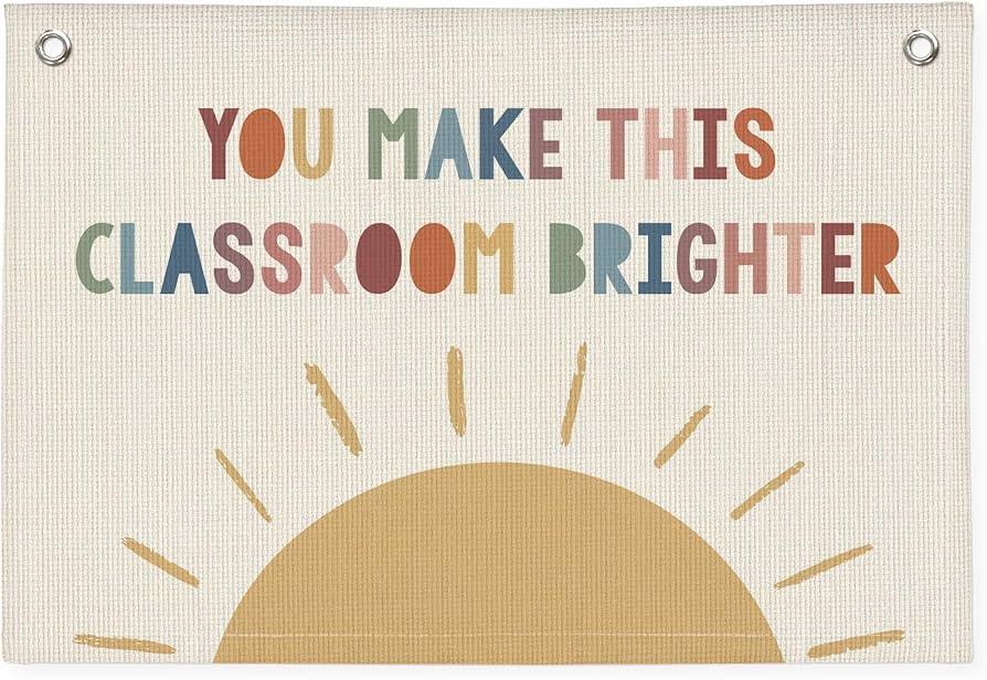 Boho Classroom Canvas Banner, Neutral Classroom Must Haves Wall Decor, Welcome Sign Back To Schoo... | Amazon (US)