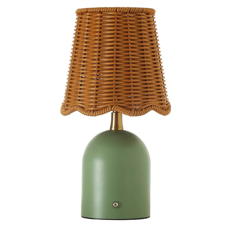 Stylehouse 12" Green Rattan Rechargeable LED Lamp | Walmart (US)