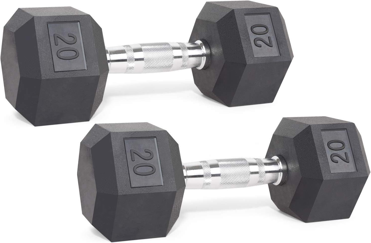LIONSCOOL Rubber Encased Hex Dumbbells in Pairs or Single, Hand Dumbbell Weight with Metal Handle... | Amazon (US)