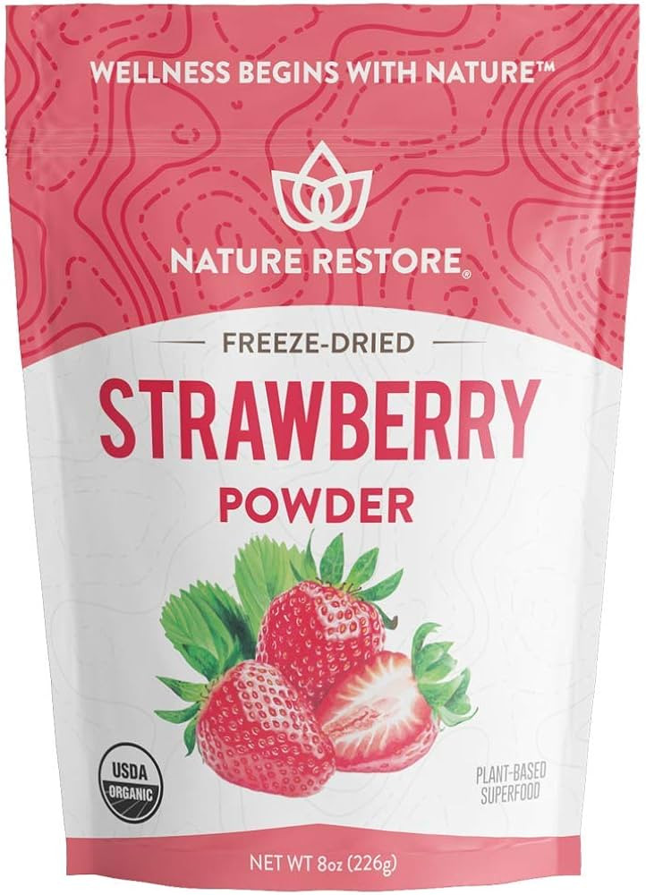 Nature Restore USDA Certified Organic Freeze Dried Strawberry Powder, 8 Ounces, Non GMO, Gluten F... | Amazon (US)