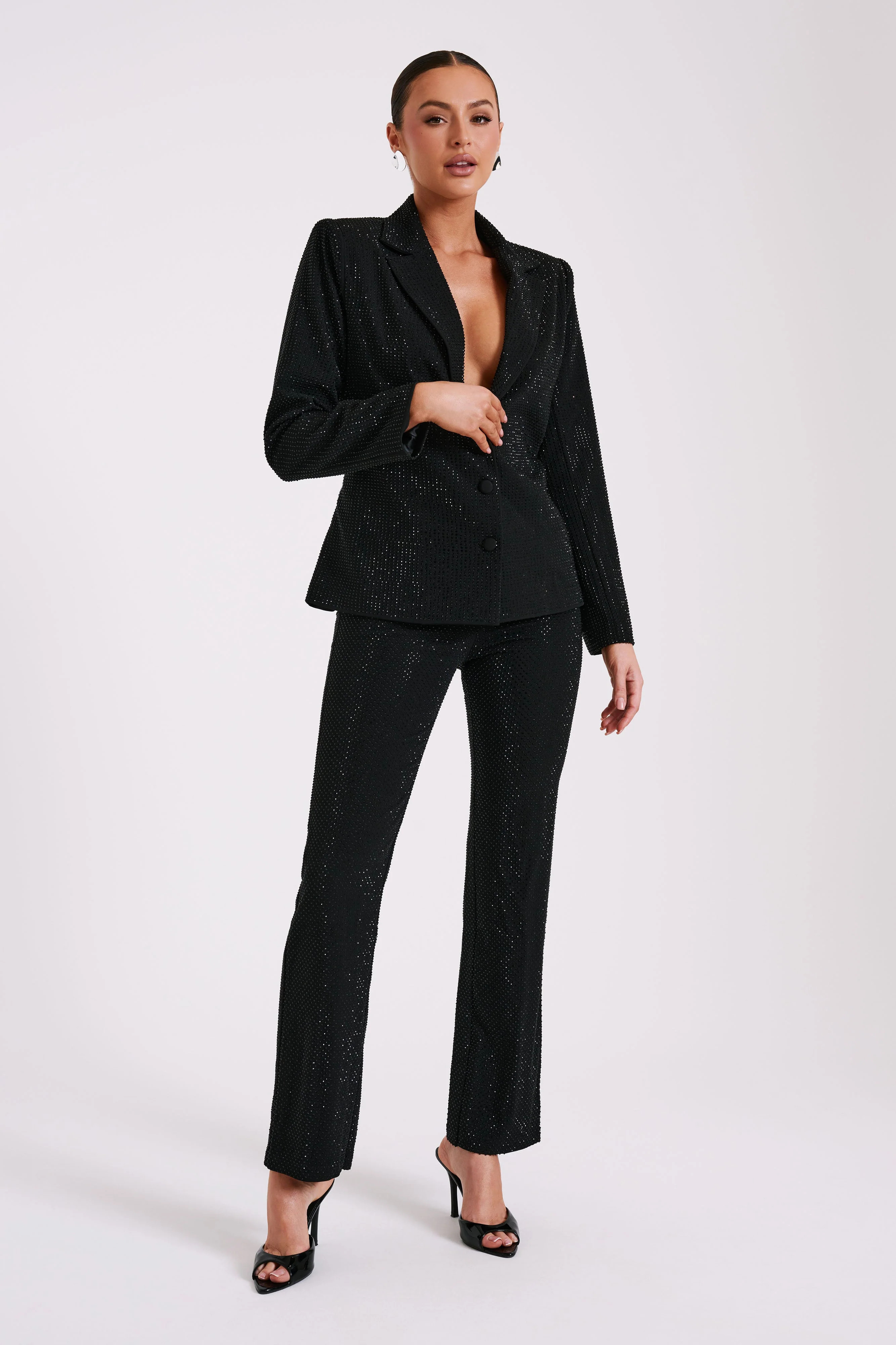 Rhett Square Diamante Jacket - Black | MESHKI US