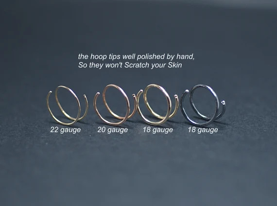 Nose Ring Double Nose Ring for Single Pierced Nose Hoops 14K Gold Nose Silver or Rose Gold Nose R... | Etsy (US)