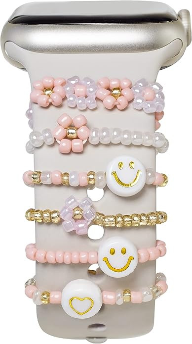 Heesch Stretchy Beaded Watch Band Charms Compitable with Apple Watch 38/40/41/42/44/45/49mm, Cute... | Amazon (US)