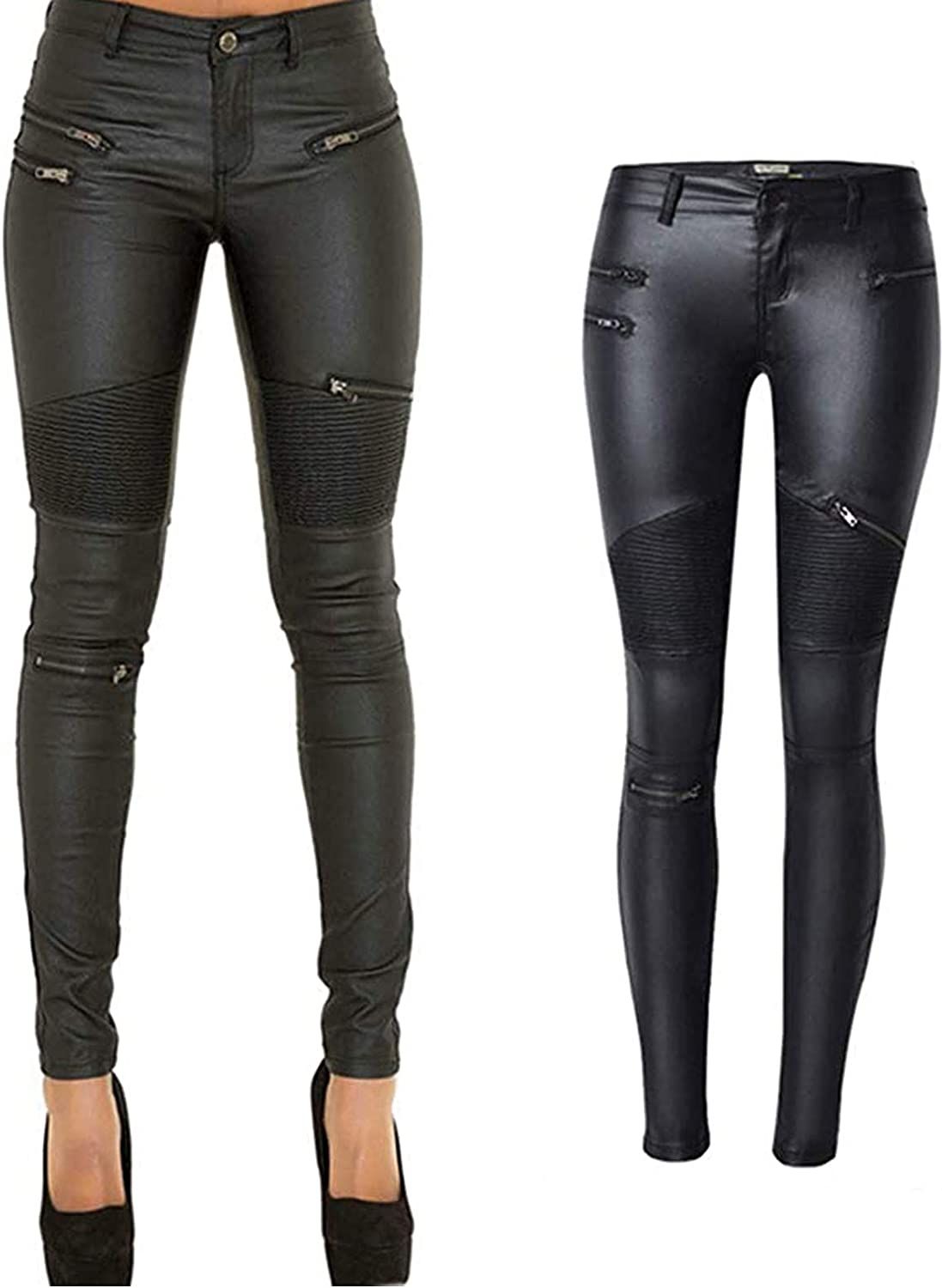 Pu Leather Pants for Women Sexy Tight Stretchy Rider Leggings Black Coffee-USA Size | Amazon (US)
