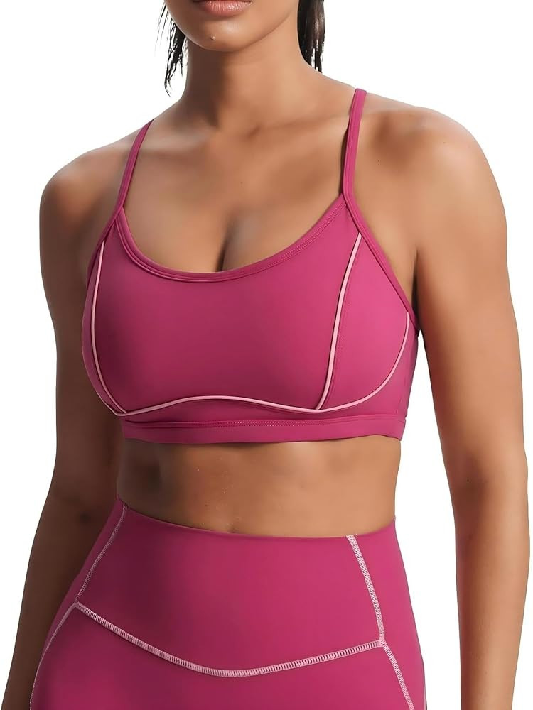 Aoxjox Women's Workout Sports Bras Fitness Training Gym Lexi Lined Bra Yoga Crop Tank | Amazon (US)