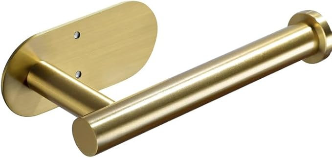 YIGII Adhesive Toilet Paper Holder - Brushed Brass Toilet Roll Holder Stick on Wall for Bathroom,... | Amazon (US)