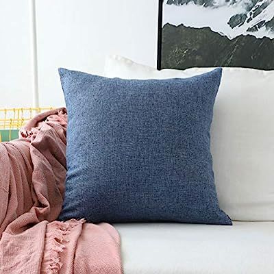 Home Brilliant Indigo Linen Decorative Pillow Covers Lined Cushion Cover for Couch, 20x20 Inch(50... | Amazon (US)