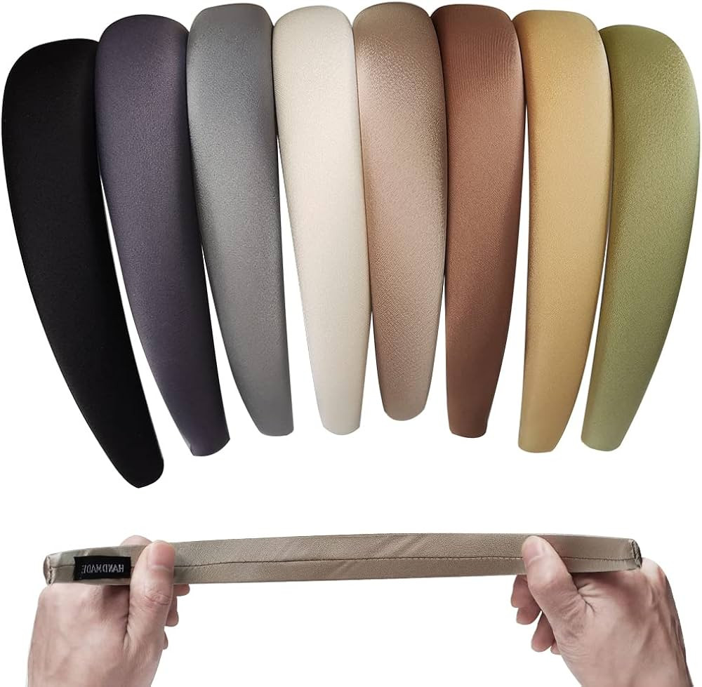LUSTERMOON 8 Pcs Satin Headbands for Women,Fashion Pearly Lustre Solid Color Wide Headbands for G... | Amazon (US)