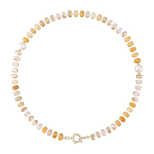 LALAPPLE Colorful Beaded Gemstone Necklace for Women, Boho Rainbow Bead Choker with Natural Stone Crystal Beads, Handmade Summer Beach Necklace Jewelry | Amazon (US)