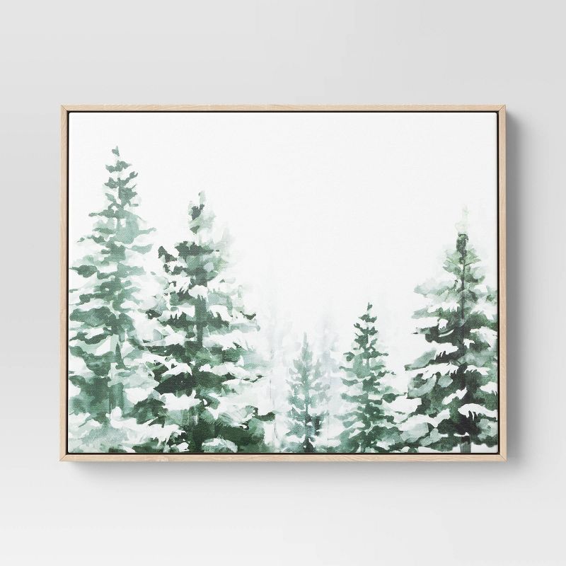 16" x 20" Snowy Trees Framed Wall Canvas - Threshold™ | Target