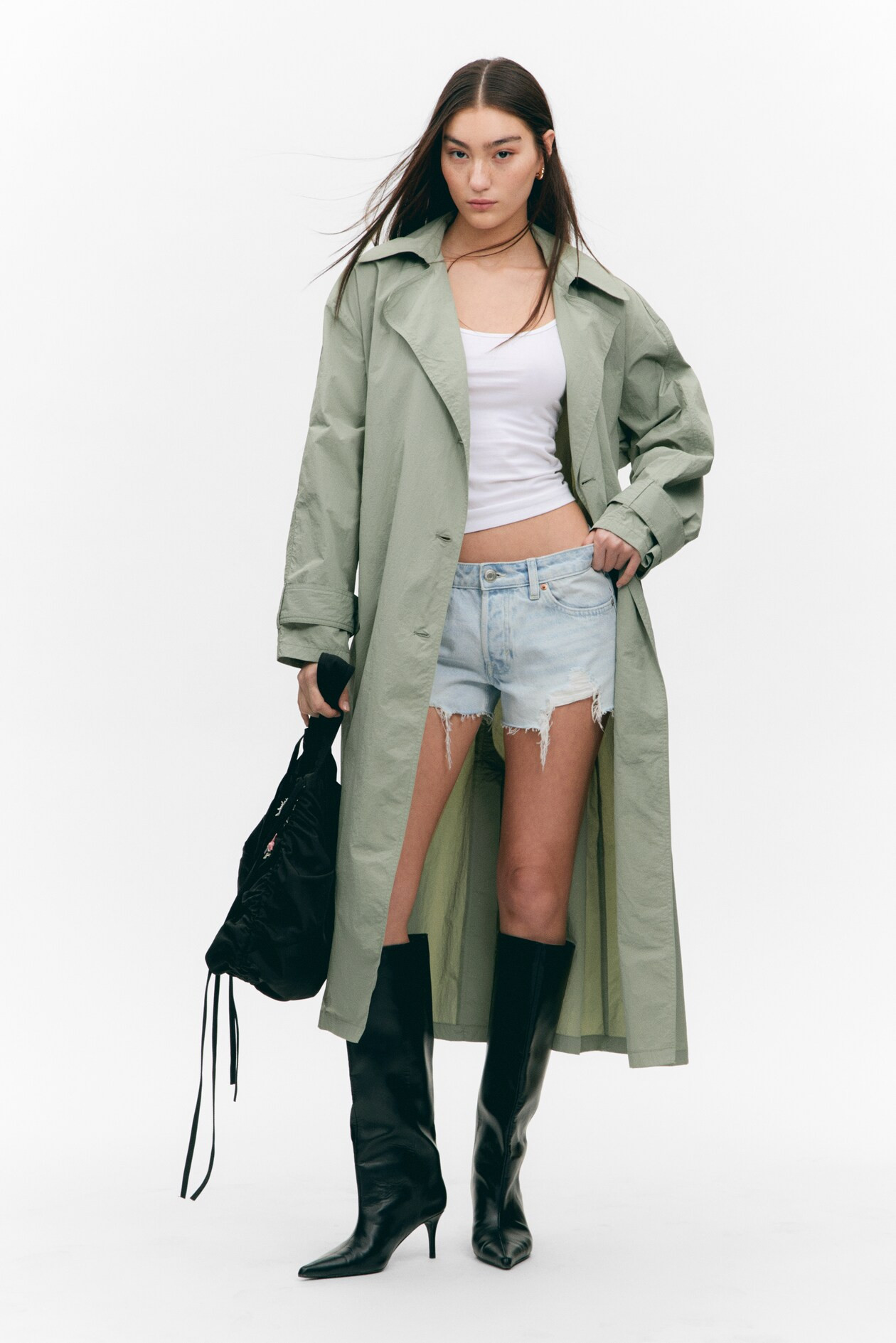 Oversized Belted Nylon Trench Coat | H&M (UK, MY, IN, SG, PH, TW, HK)