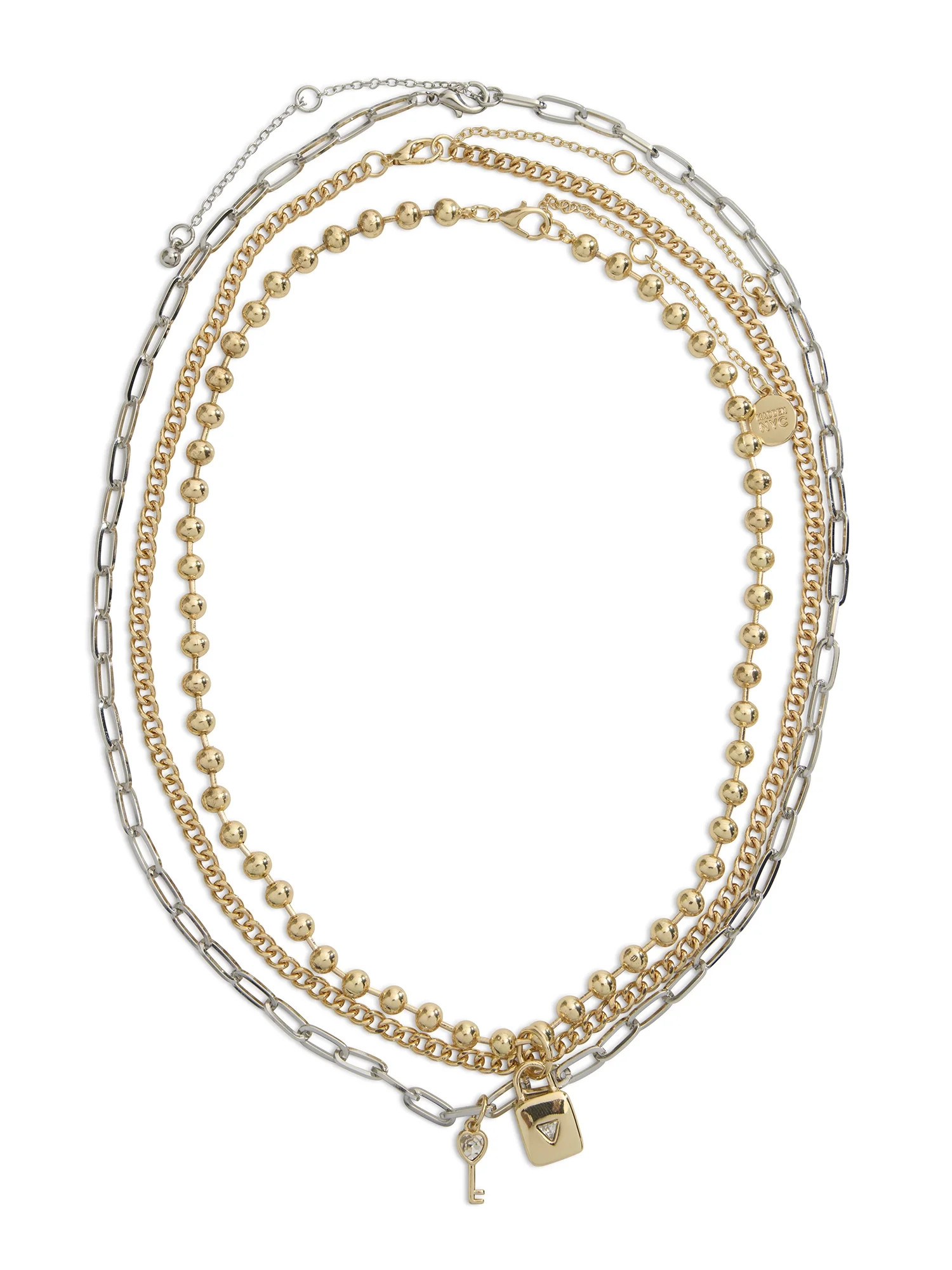 Madden NYC Women's Two Tone Lock & Key Charm Necklace Set | Walmart (US)