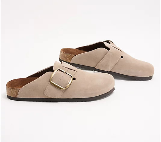 White Mountain Leather Buckle Clog -Big Easy - QVC.com | QVC