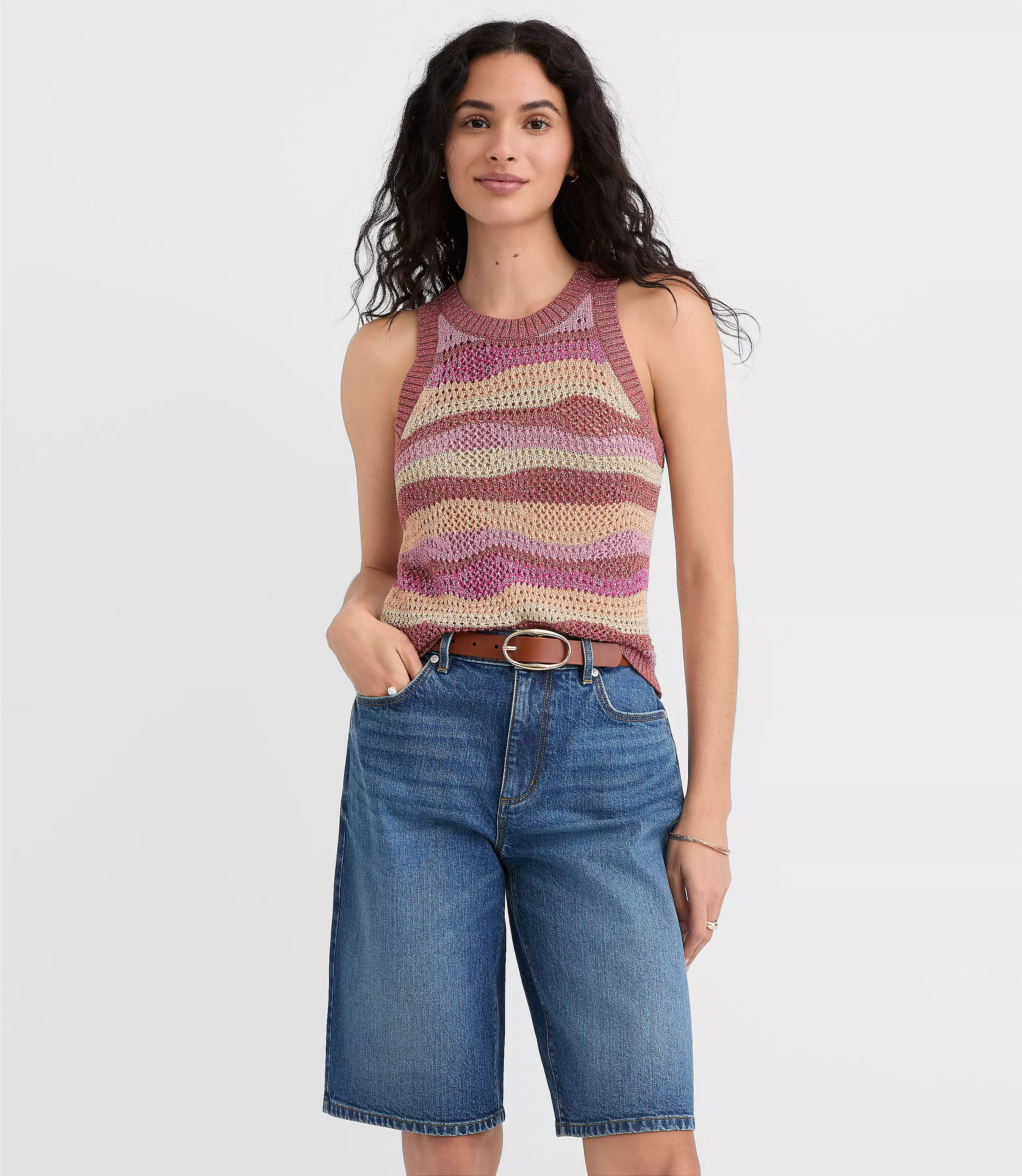 Shimmer Wave Halter Sweater | LOFT