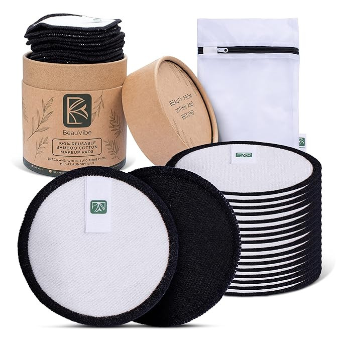 Reusable Cotton Pads for Face - 16 Pack w/Laundry Bag & Cotton Round Holder - Two Tone Reusable F... | Amazon (US)