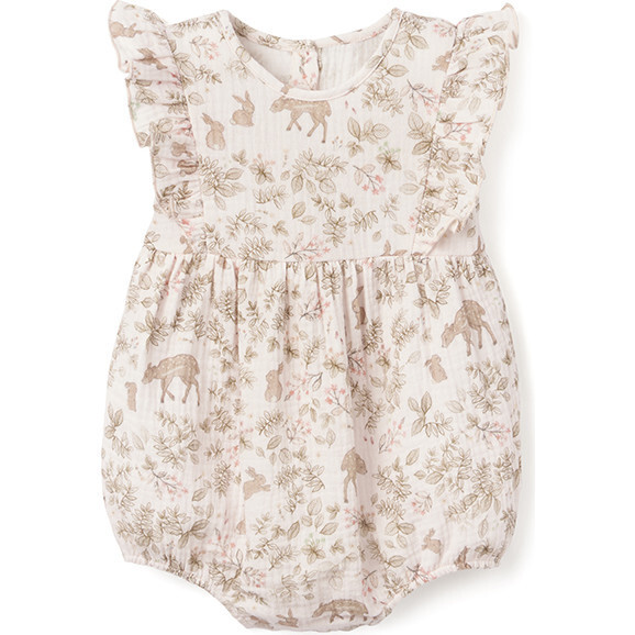Elegant Baby | Annabelle Bunny Print Bubble, | Organic Cotton (Tan, Size 9-12M) | Maisonette | Maisonette