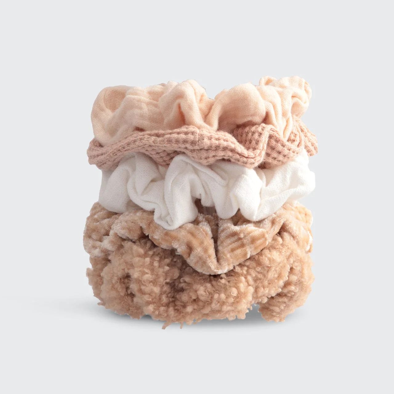 Assorted Textured Scrunchies 5pc - Sand | Kitsch