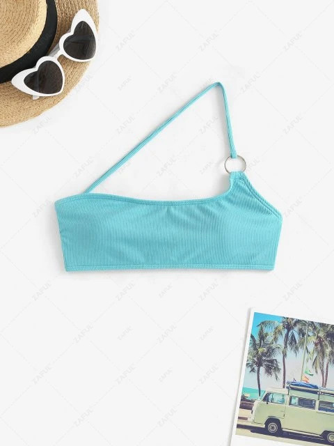 Ribbed O-ring One Shoulder Bikini Top | ZAFUL (Global)
