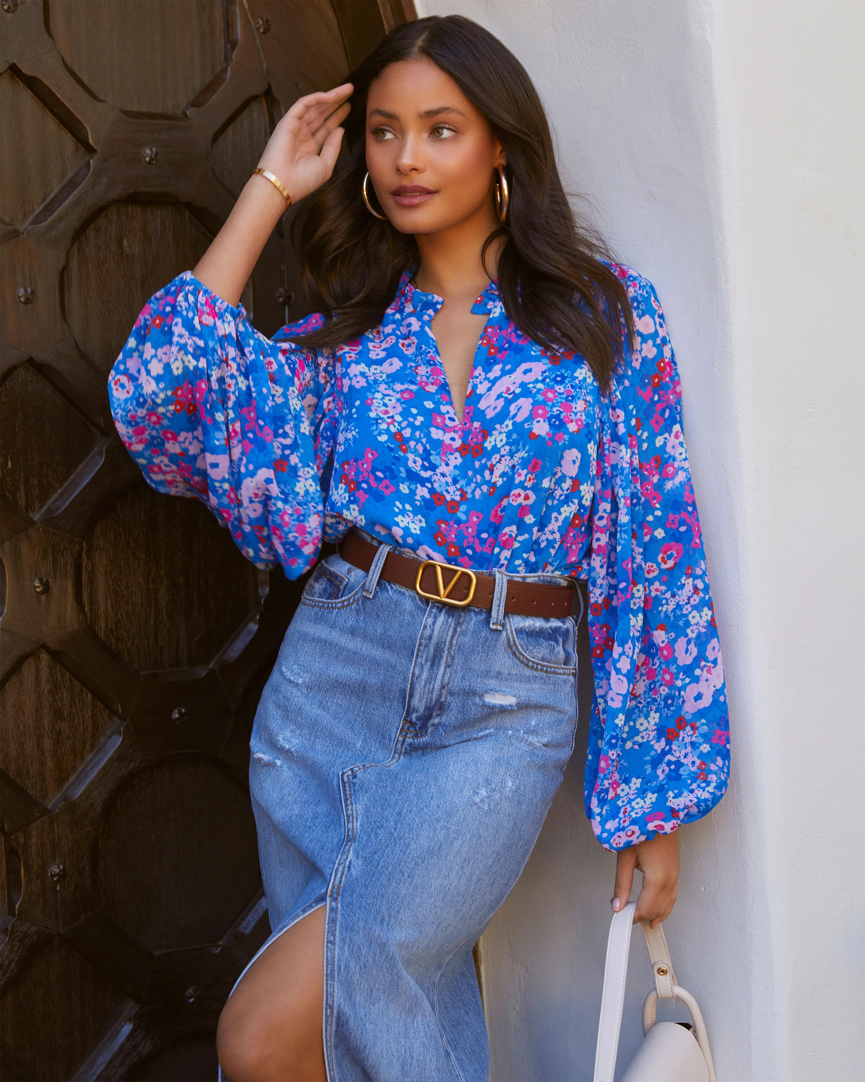 Riley V-Neck Long Sleeve Blouse | VICI