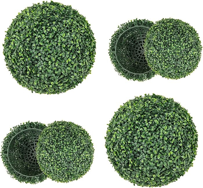 Goplus 2 PCS 16 Inch Artificial Plant Topiary Ball, Round Faux Boxwood Balls Outdoor, Fake Plant ... | Amazon (US)