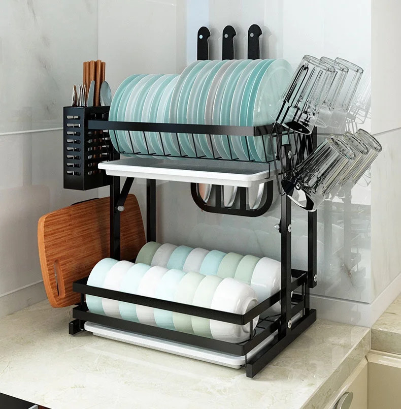Dish Drying Rack, 2-Tier Dish Rack Width Adjustable Dish Drainer for Kitchen Organization Storage... | Walmart (US)