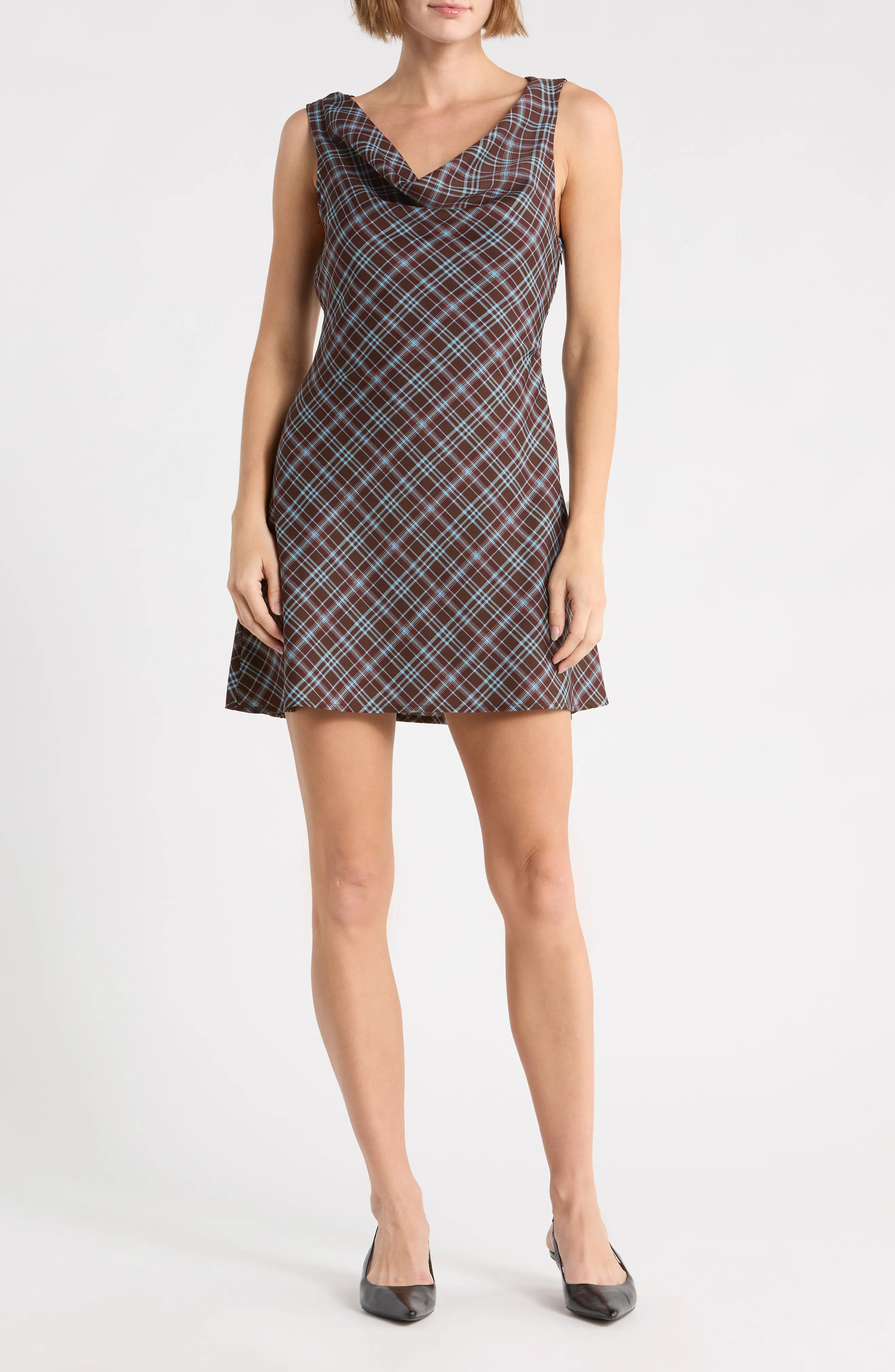 Lush Plaid Cowl Neck Minidress (Women) | Nordstromrack | Nordstrom Rack