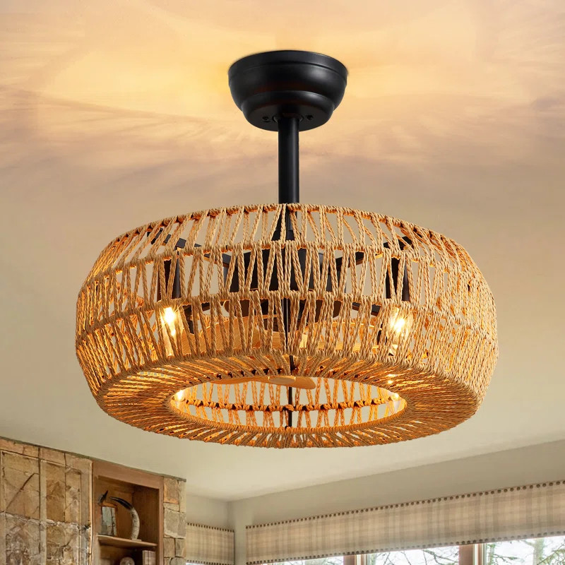 Erilynn 20'' Boho Caged Ceiling Fan with Light Kit and Remote Control Included | Wayfair North America