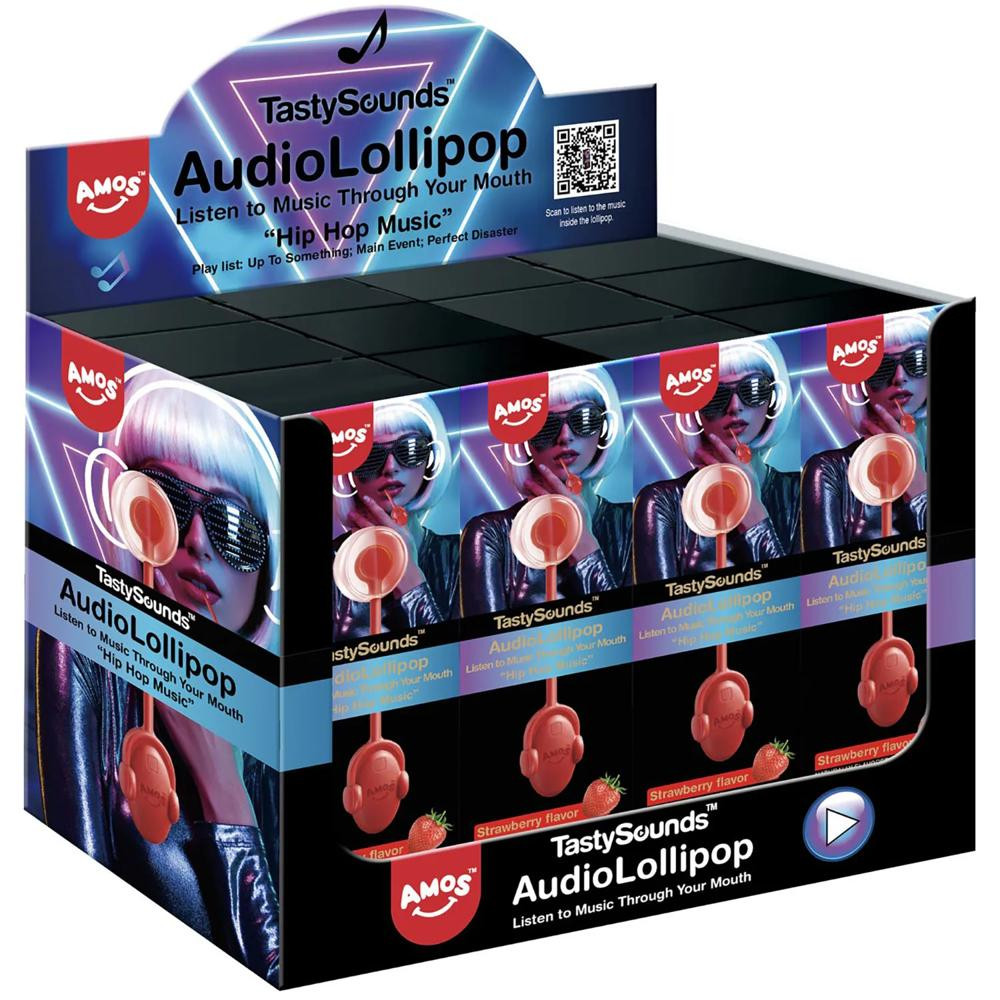 .42 oz. Amos® TastySounds(TM) Strawberry-Flavored Audio Lollipop | Oriental Trading Company