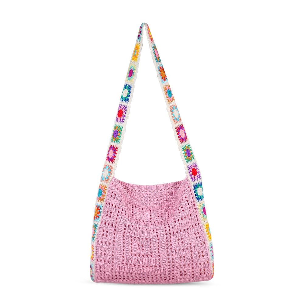 Crochet Beach Tote Bag Summer Vacation Hobo Tote Knit Bags for Women Mesh Woven Travel Crochet Pu... | Amazon (US)