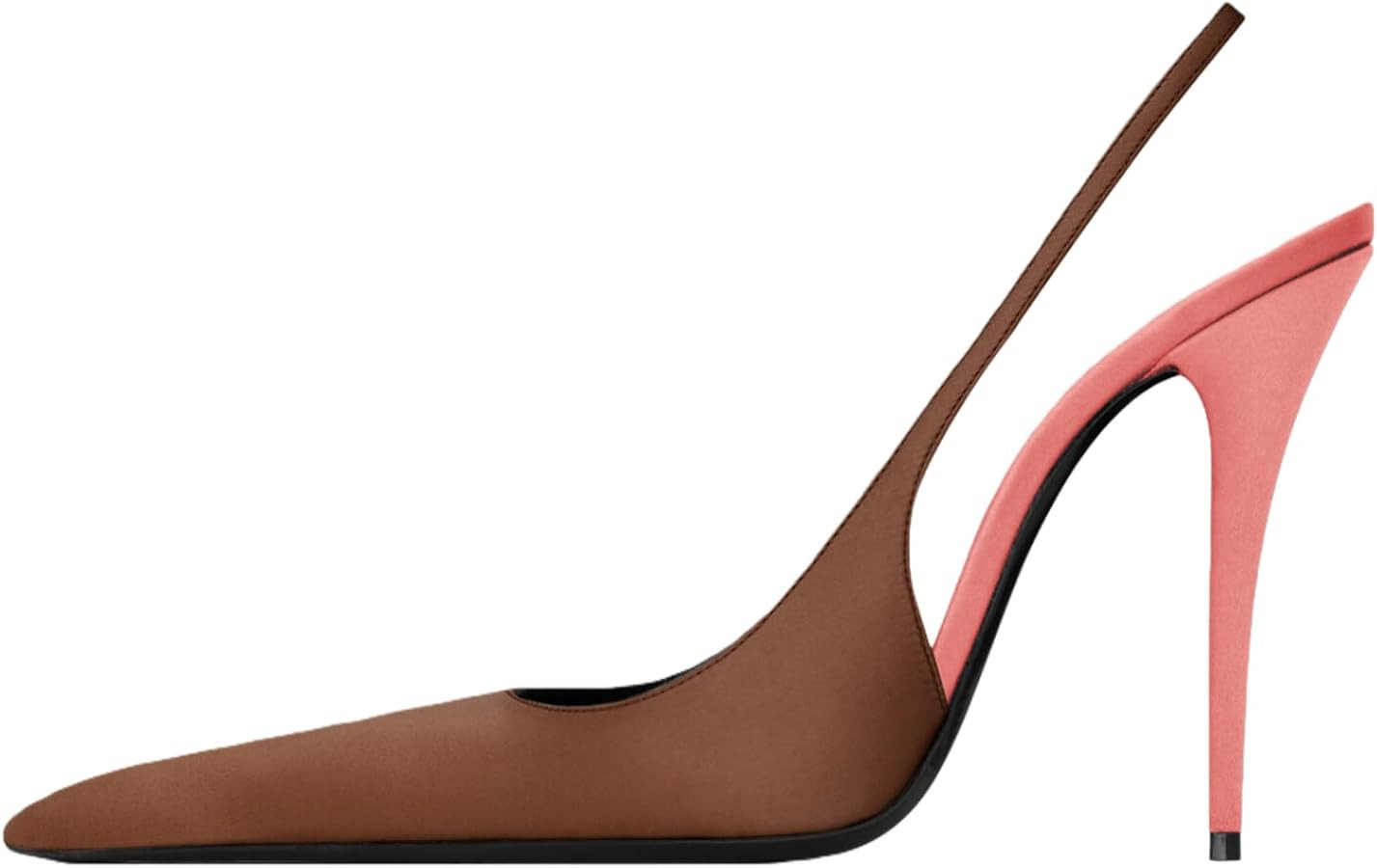 Satin Slingback Heels for Women Pointed Close Toe Two Tone Stiletto Heels Pointy Pumps Wedding Ev... | Amazon (US)