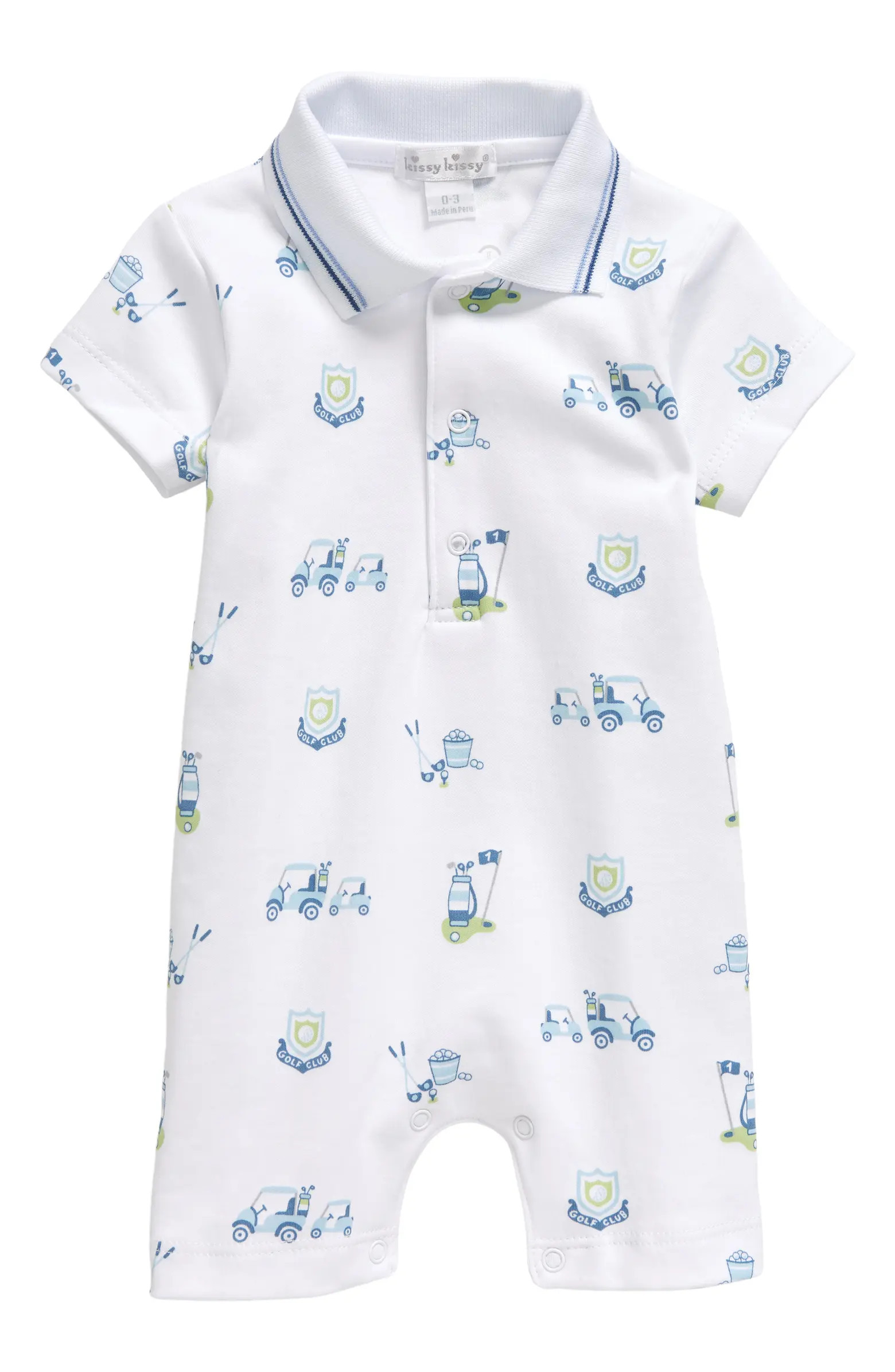 Kissy Kissy Golf Print Pima Cotton Romper | Nordstrom | Nordstrom