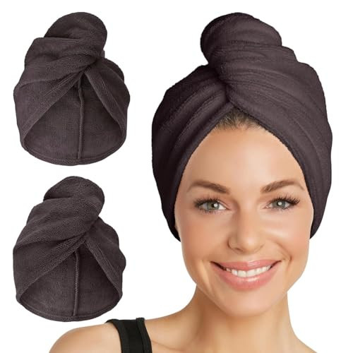 Turbie Twist 2-Pack Microfiber Hair Towel for Beauty, Travel, Gifting - Wrap Turban for Straight, Wavy & Curly Hair - Premium Personal Care - Solemnity | Amazon (US)