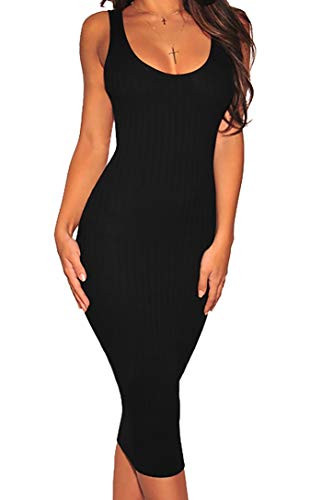 Women's Sexy Bodycon Tank Dresses Sleeveless Ribbed Knit Midi Club Dresses | Amazon (US)