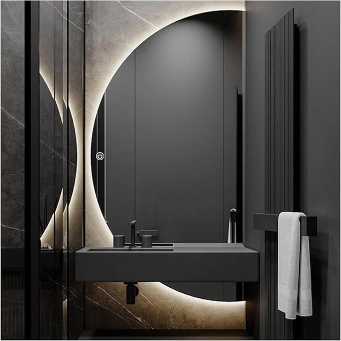 LED Mirror, Bathroom Semicircle Wall Mirror, with 3000K-6000K Dimmable, Decorative Vanity Mirror,... | Amazon (US)