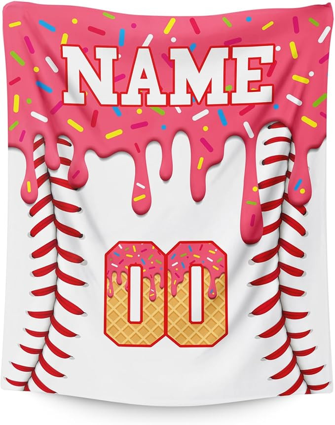 Custom Baseball Drip Blanket for Kids Girls Blankets Gift for Baseball Lovers, Cute Pink Cozy Sof... | Amazon (US)