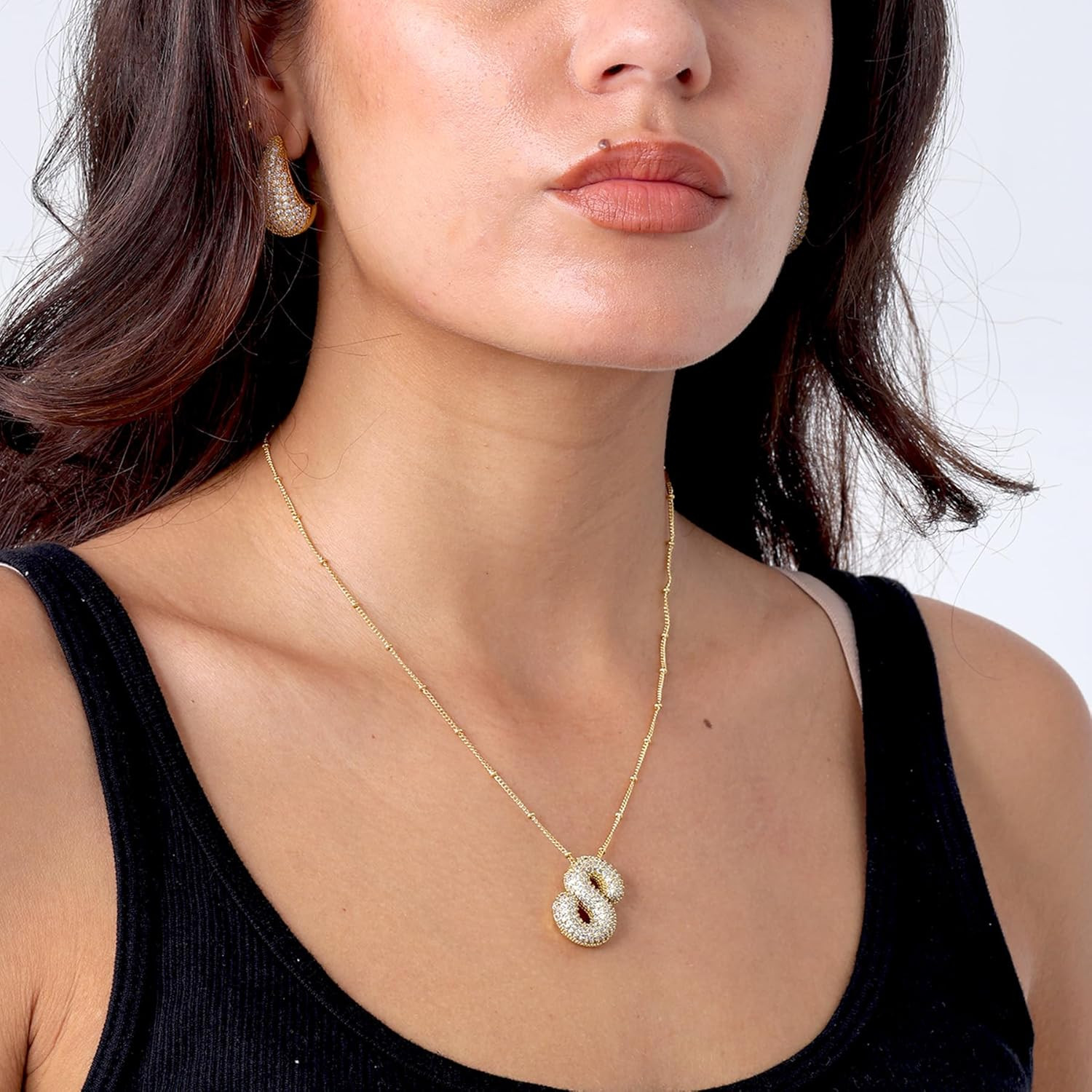 KELMALL Women's Diamond Balloon Initial Pendant, Zircon Letter Name Bubble Alphabet Necklace Vale... | Amazon (CA)